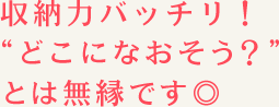 収納力バッチリ！“どこになおそう？”とは無縁です◎