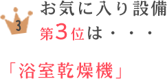 第3位「浴室乾燥機」