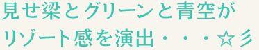 見せ梁とグリーンと青空が