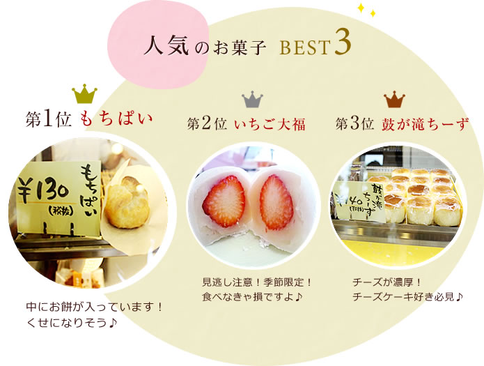 人気のお菓子BEST3